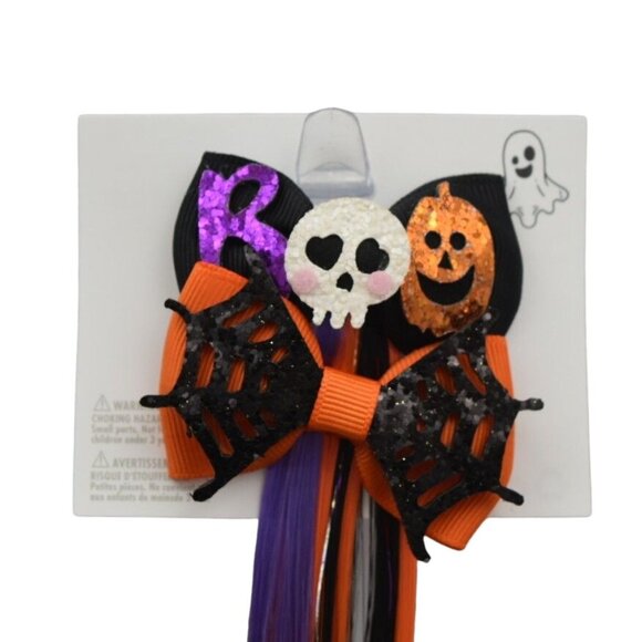 Claires Halloween Hair Clips Hair Extensions Black Orange Purple 20 in - Picture 2 of 3